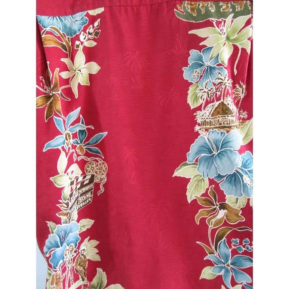 Tommy Bahama Red Silk Hawaiian Tiki Movie Set Floral Mens Shirt L EUC - Picture 9 of 11